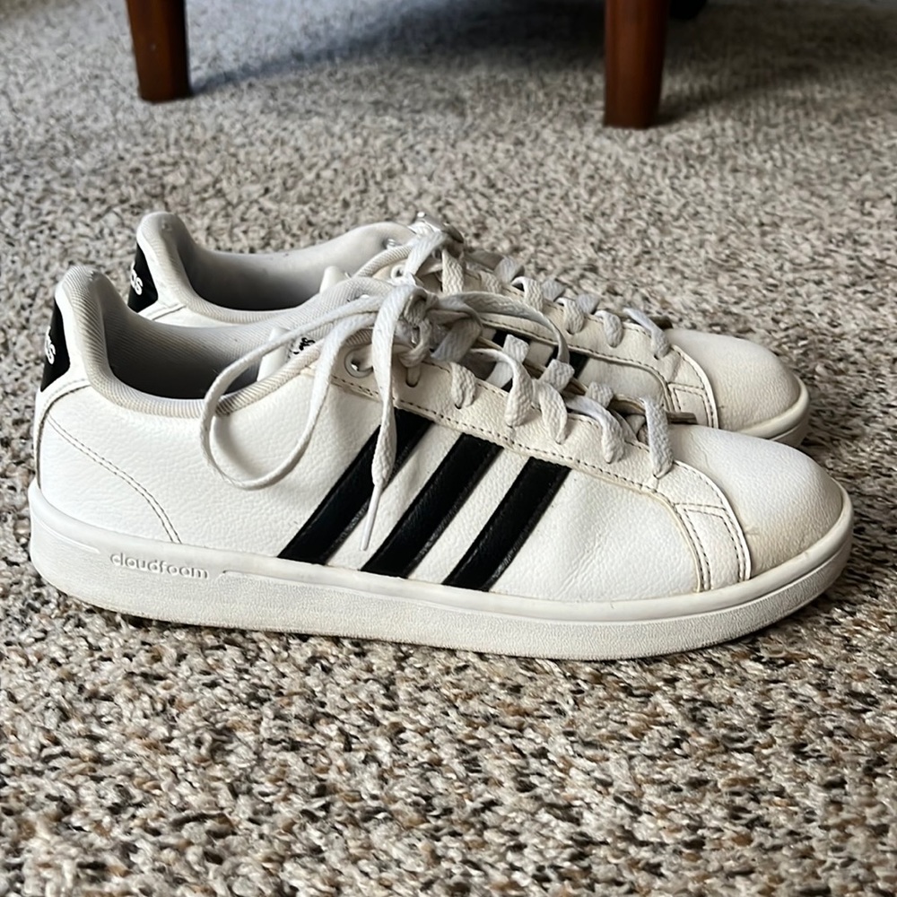Adidas Neo Cloudfoam White with Black Stripes Size 9.5